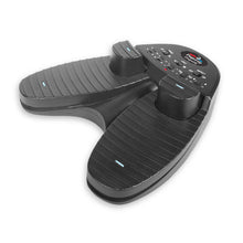 A black refurbished Dragonfly quad pedal designed for page turning and navigation in digital files, showing buttons and connectivity ports.